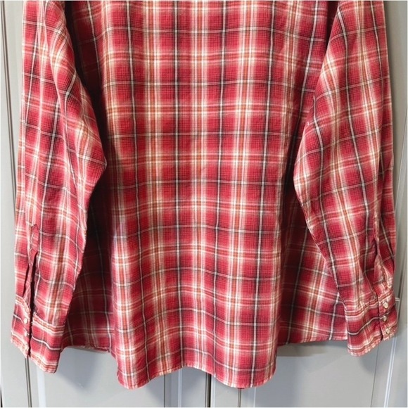 Wrangler Mens VTG Western Plaid Pearl Snap Long Sleeve Shirt,Red , XXL - Picture 9 of 9